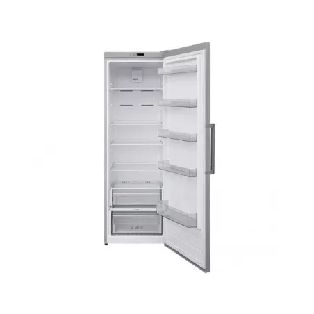 Frigorífico New Pol NWL1851PE No Frost blanco 390 L con estantes ajustables y acabado en acero inoxidable.