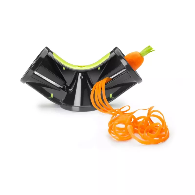 Cortador espiral triple Ibili 745700 19 cm de plástico negro con mango ergonómico y cuchillas afiladas para vegetales.